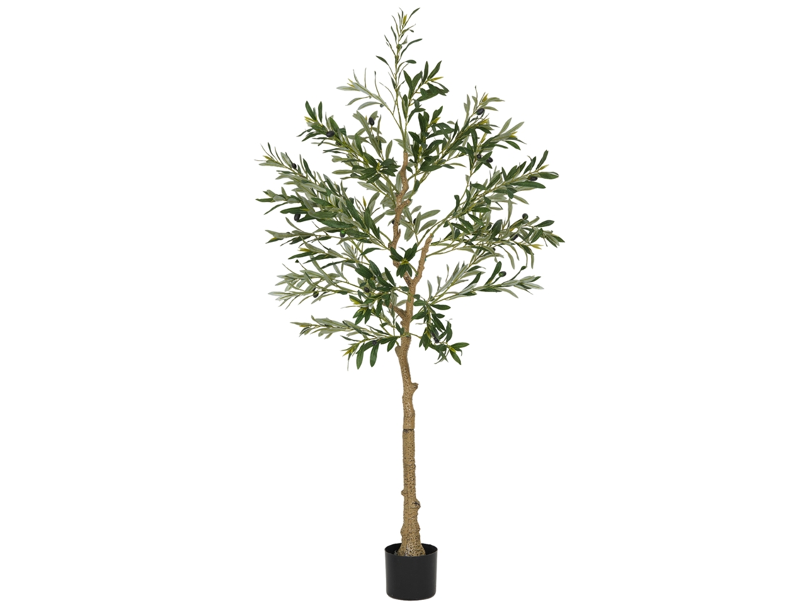 Planta Artificial Decorativa De 150 Cm Árbol De Olivo Con 720 Hojas Y 32 Aceitunas En Maceta Para Interior Verde