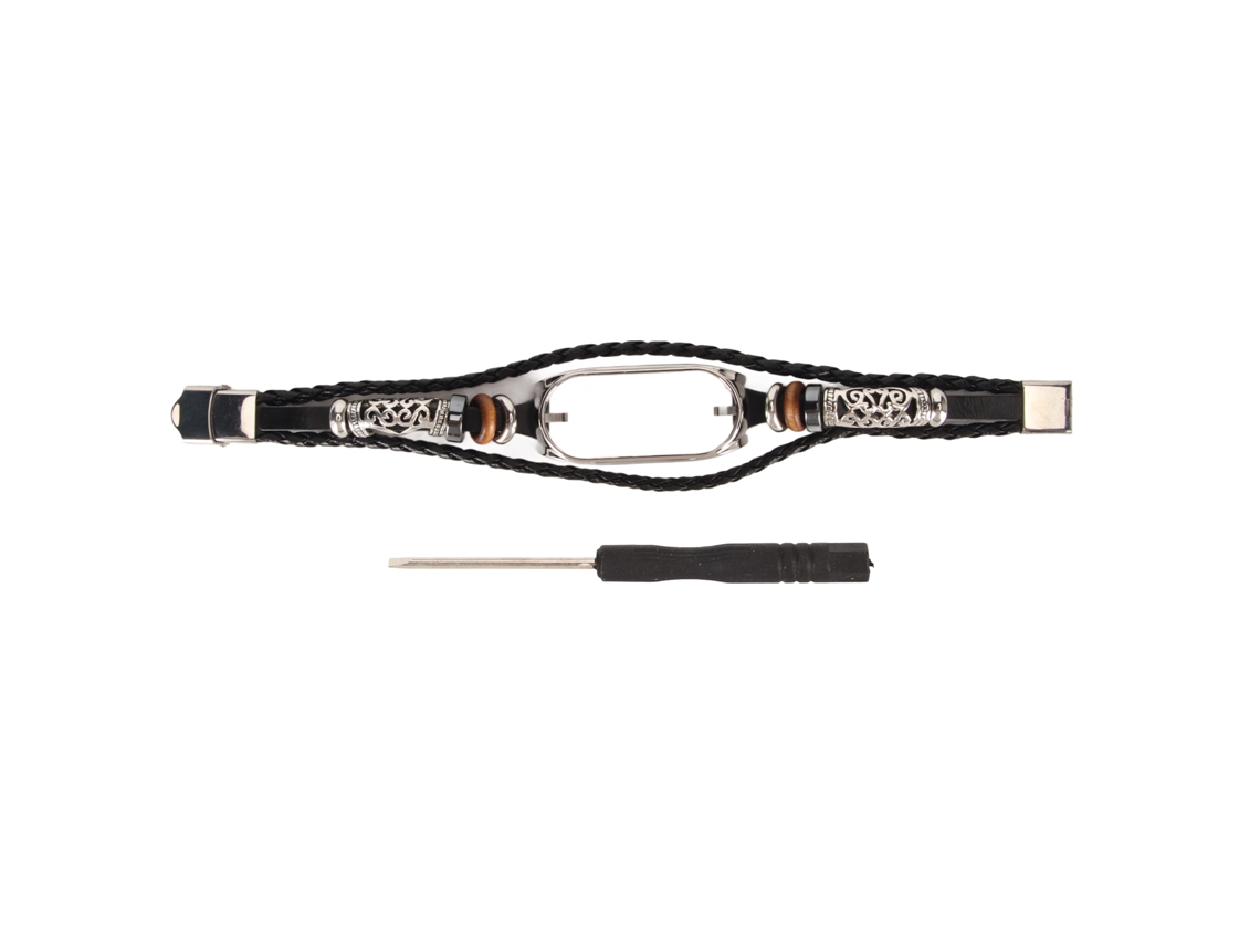Correa De Piel Para Xiaomi Mi Band 7 Nfc, Cierre Metálico, Estilo Étnico Retro, Repuesto En Negro Y Plata.