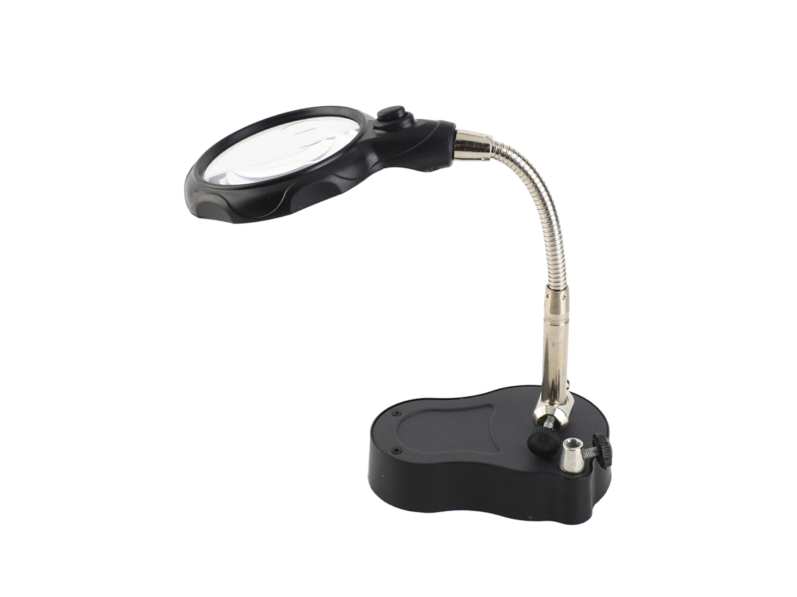 Lupa Led Negra Con Soporte Y Brazo De Montaje Para Soldadura Y Fabricación De Joyas.