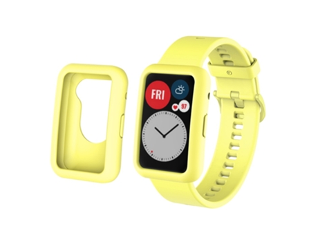 Correa de Silicona ajustable antiarañazos para Huawei Watch Fit - amarillo