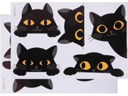 Pegatinas Pared Pvc Removibles Diseño Negro 2 Láminas 9 Piezas Protección Decorativa Dormitorio Estar Gato