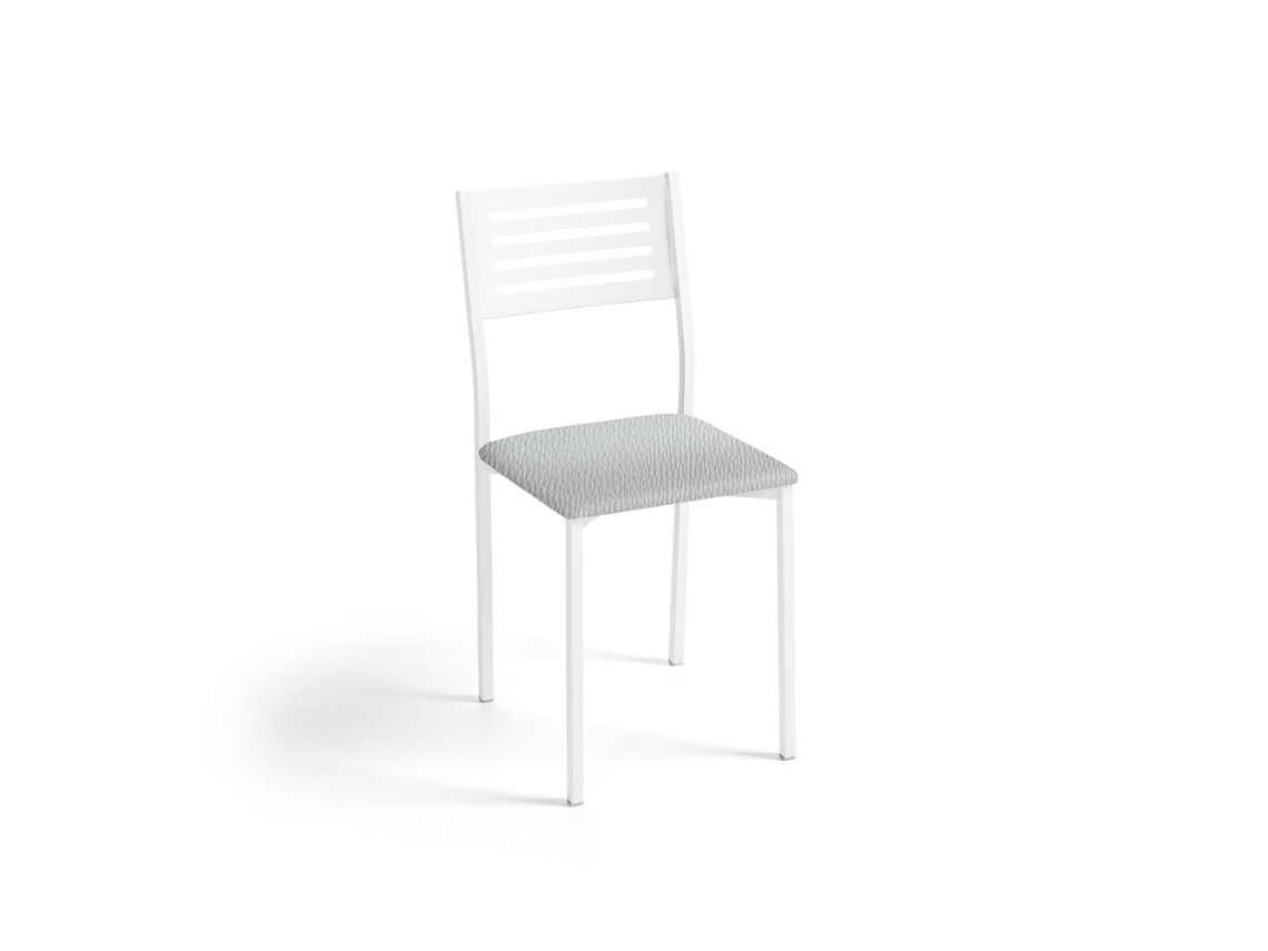 Cadeira de Cozinha Kati Branca 38x86x47cm Couro Sintético Prateado FANMUEBLES
