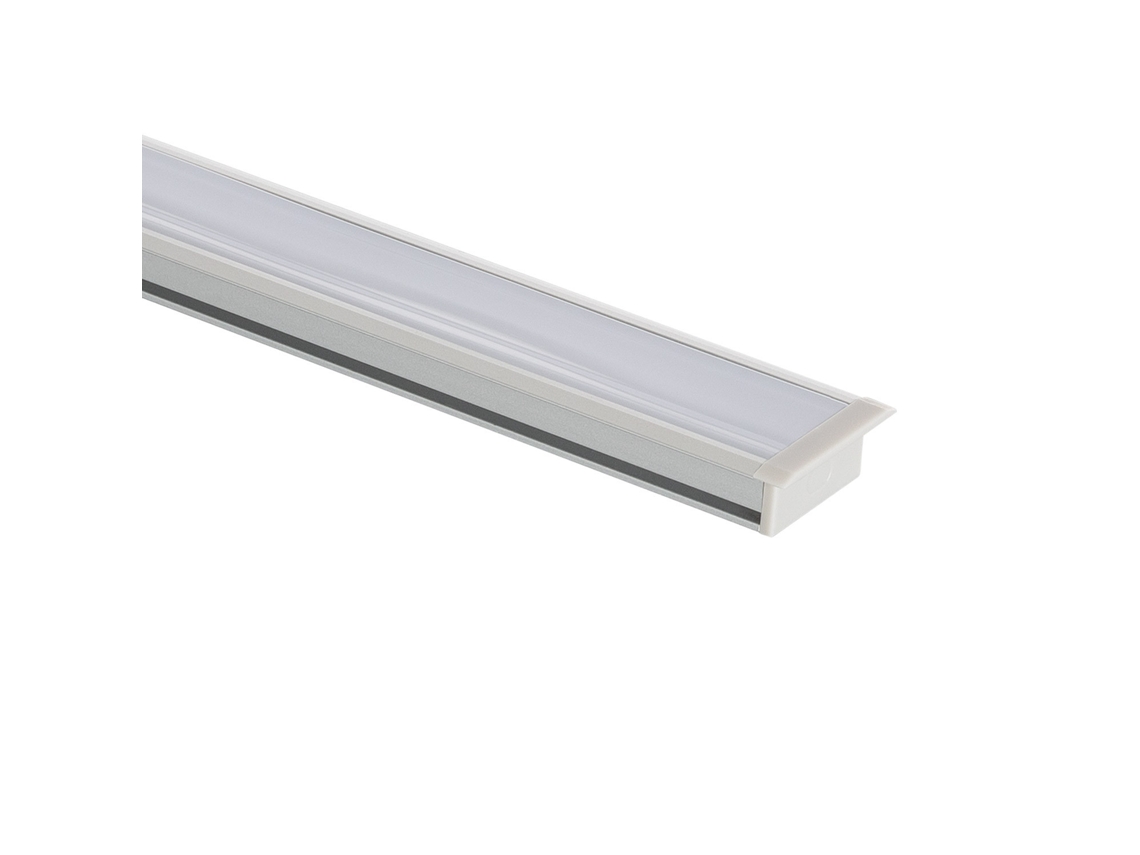 Perfil de Suelo de Aluminio Transitable para Tiras LED hasta 12 mm Aluminio 2 M Blanco Translúcido