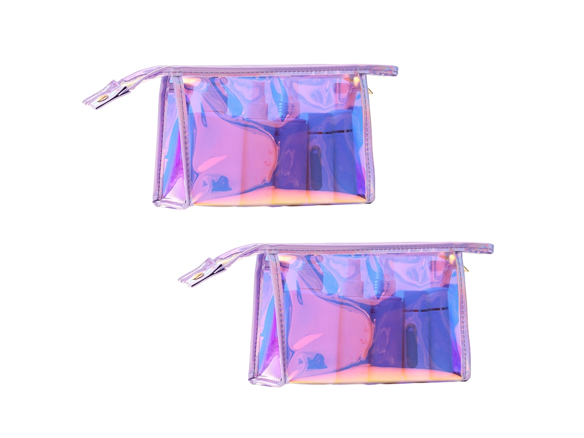 Bolsa de Maquillaje Holográfica, Iridiscente, con Cremallera, Impermeable y Transparente KOFIHETY