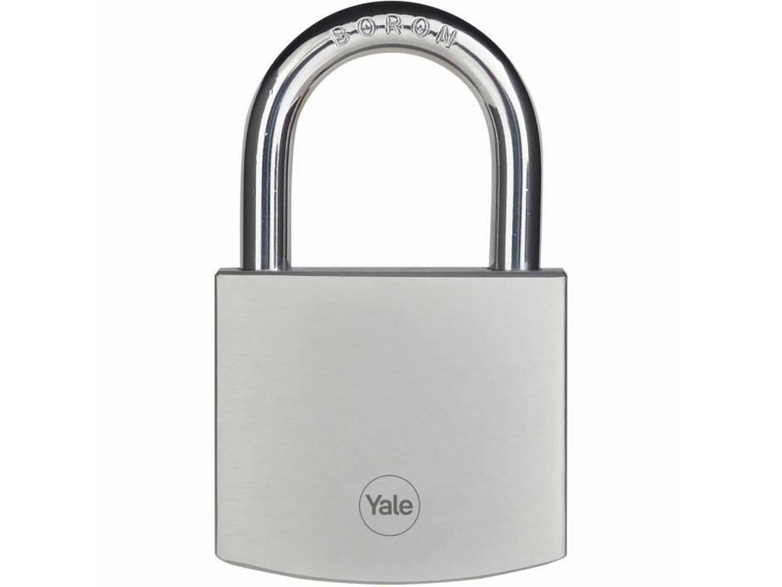 Candado de llave YALE Latón Acero Rectangular Plateado