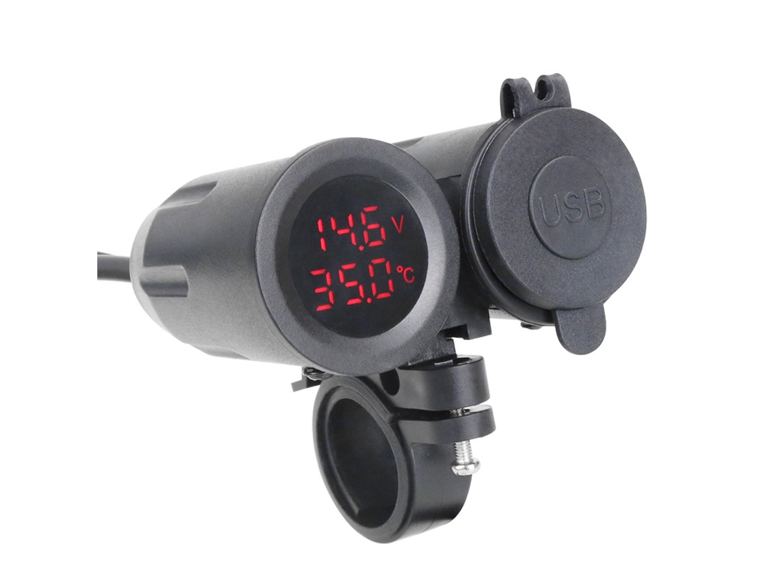 Cargador Usb Dual De 3,1 A: Medidor De Voltaje Y Temperatura Black+red