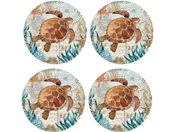 Posavasos de piedra con soporte, base de corcho con temática de playa tropical, para regalos de nuevo hogar NEVEANCE