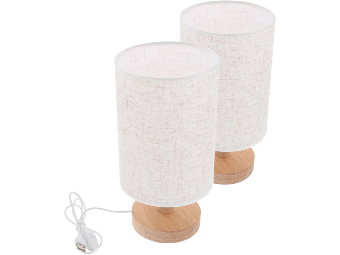 Lámpara De Mesilla De Noche De Tela Beige Para Dormitorio