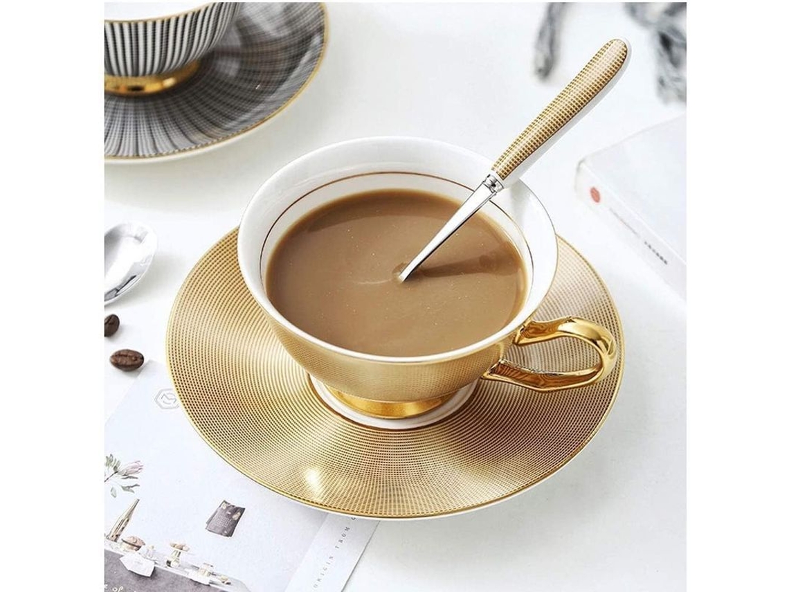 Taza De Cerámica Estilo Nórdico Con Borde Dorado Para Café Té Y Regalos Festivos