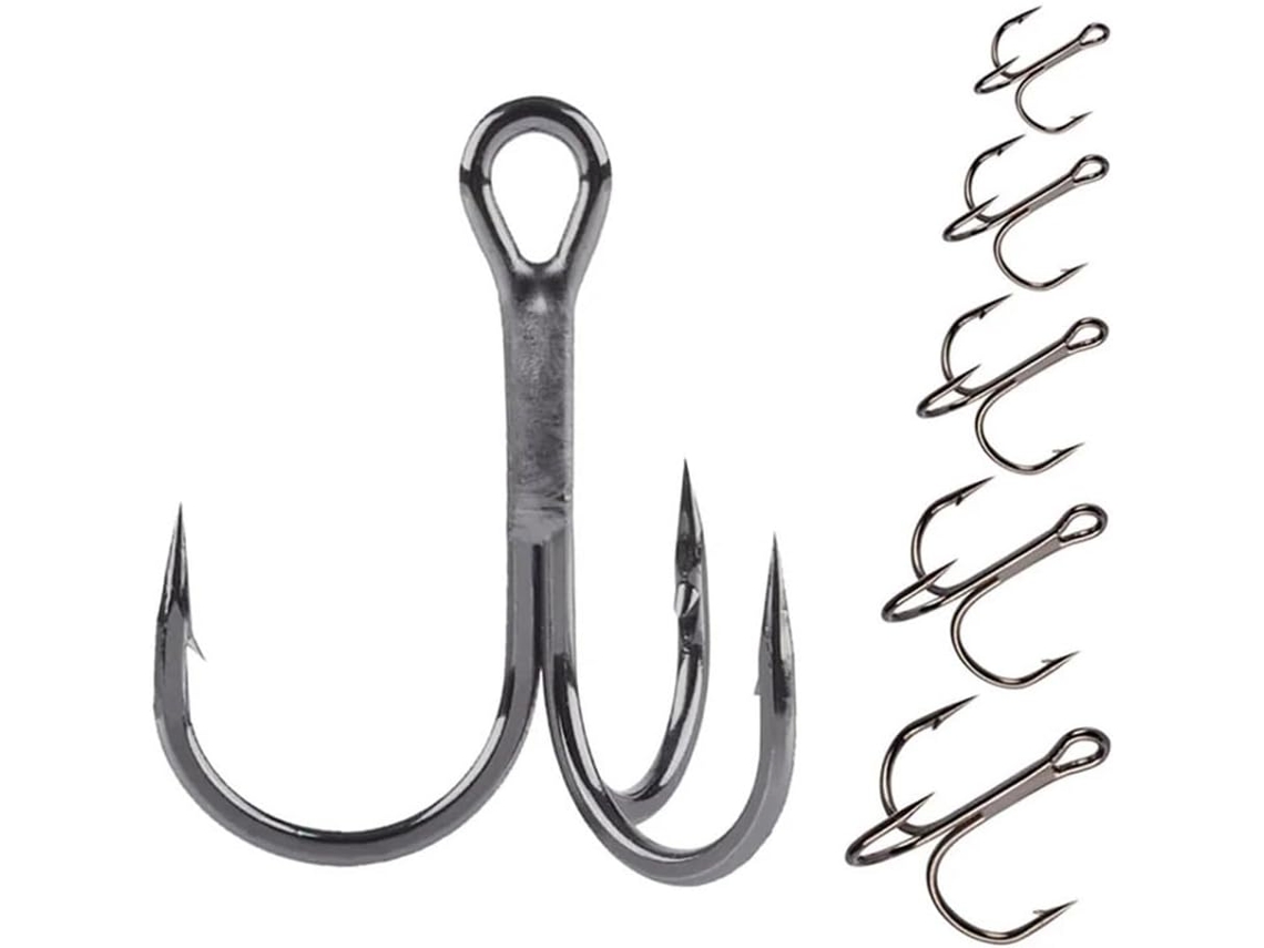 Hameçon De Pêche 20 Pcs Lot Overrounded Triple Hook High Carbon Steel Black Fishing 2/4/6/8/10/12 For Lure ...