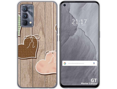 Carcasa Realme GT Master Edition TUMUNDOSMARTPHONE Corazones Madera Multicolor