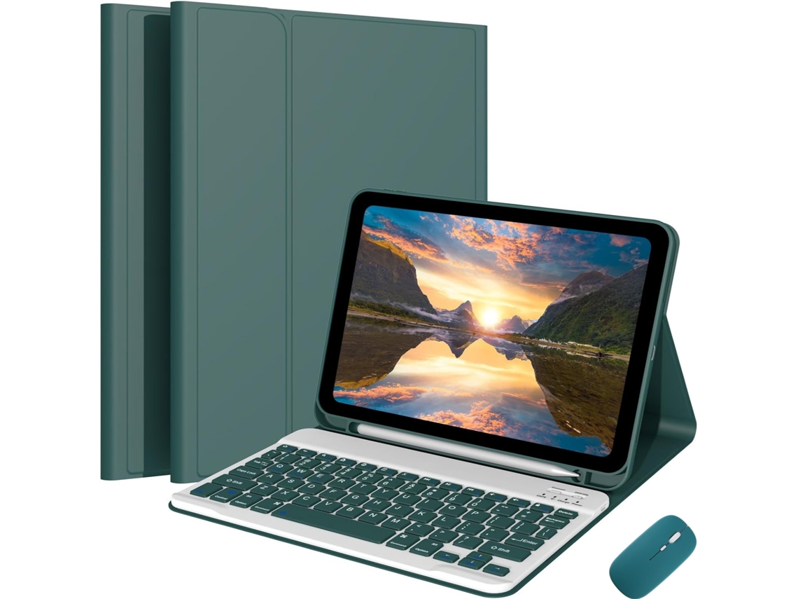 Funda con teclado para Xiaomi Redmi Pad 2 de 11 pulgadas (2025) con ratón, verde Digitallab