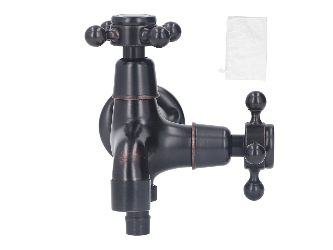 Grifo De Lavabo De Baño De Cobre Estilo Retro Europeo, Grifo Mural Con Agua Fría Y Caliente.