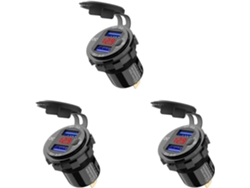 Cargador De Coche 3x Charge 3.0 Dual Usb 12v, Enchufe De Aluminio Con Botón De Conmutación Y