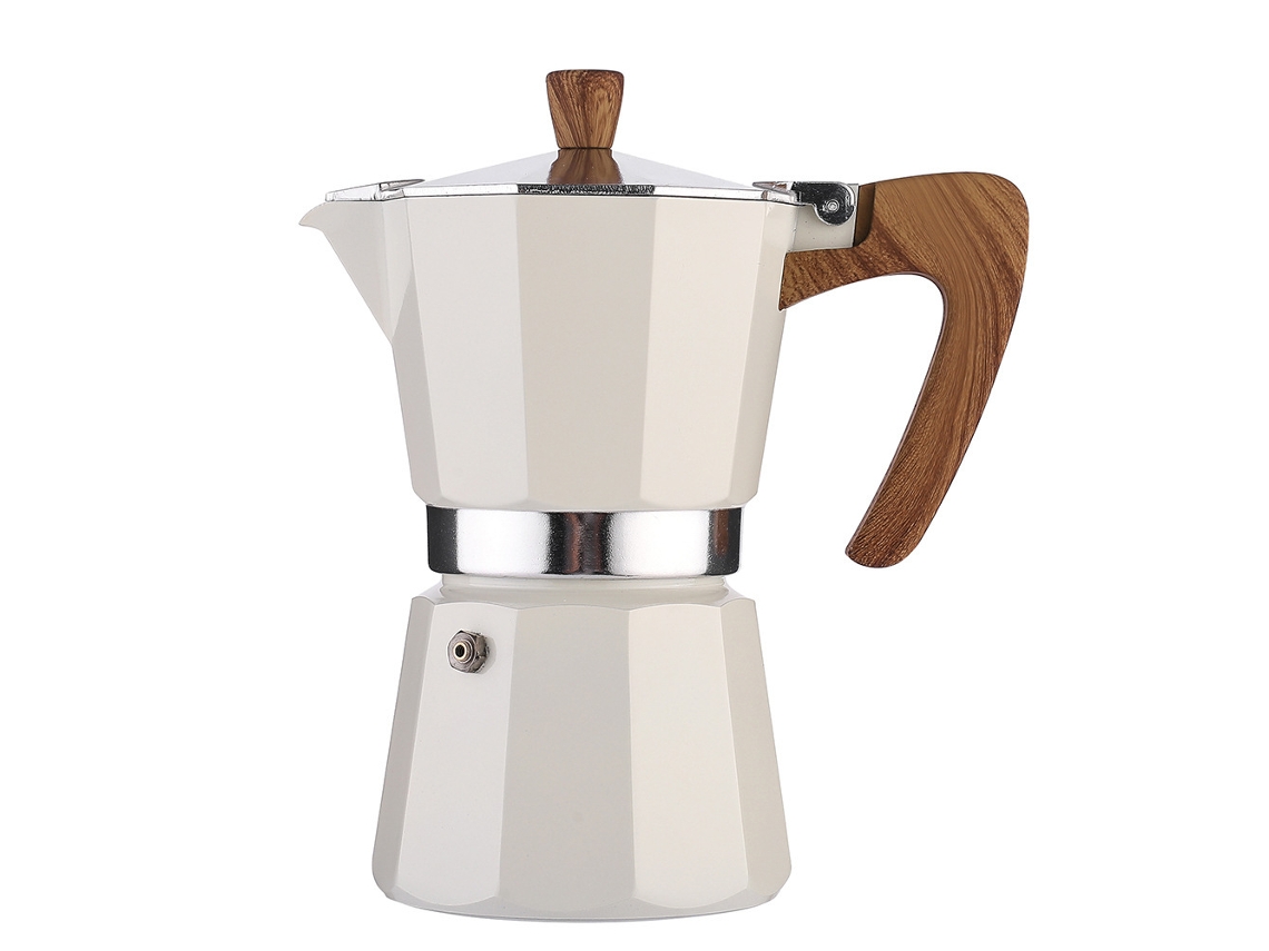 Cafetera italiana Moka de 300 ml, 6 tazas de café moca Chrui (blanca)
