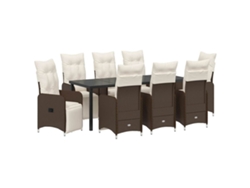Maison Exclusive - Conjunto De Comedor De Jardín 9 Pcs Marrón Ratán Sintético