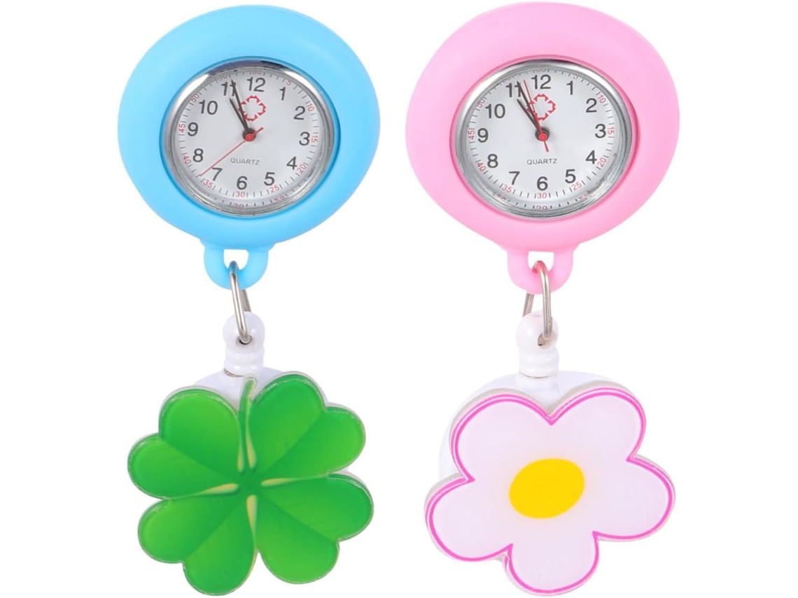 Juego 2 Relojes Bolsillo Retráctiles Enfermeras Pantalla Digital Diseño Estampado 8 12 Práctico Reloj