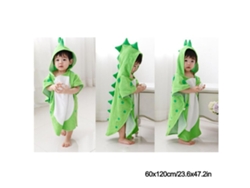 2026-toalla De Baño Para Bebé De Algodón Amigable Con La Piel Absorbente Estilo Dinosaurio Unisex Con Capucha Verde 60x120cm