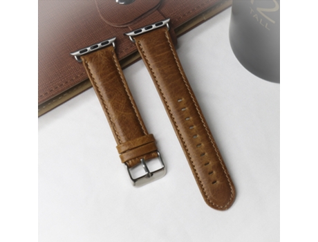 Correa Smartwatch para Apple Watch 5 y 4 44mm / 3 y 2 y 1 42mm Cola Redonda Textura de Cuero Crazy Horse Retro (Marrón Claro)