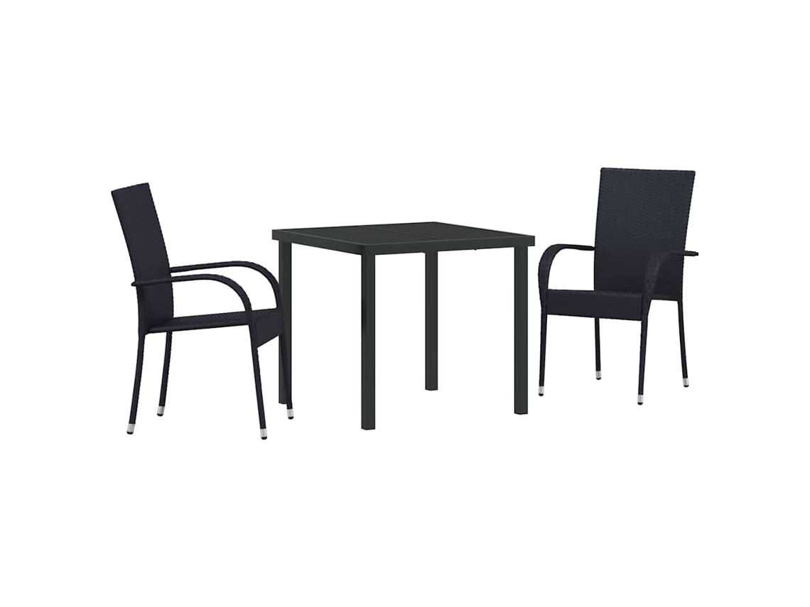 Conjunto De Comedor De Jardín 3 Uds | Mueble De Jardín Negro