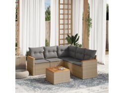 Conjunto de 6 sofás de jardín con cojines de mimbre beige Dkd Home Decor