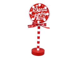 2026-topper De Árbol Navideño Santa Stop Here Con Led Decoración De Metal Y Madera Sólida Redondo 12x8x30.5cm Para Fiesta Navideña
