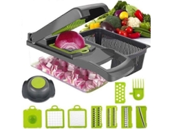 Mandolina multifuncional 12 en 1 para verduras con cuchillas de acero inoxidable y colador separador para cebollas, zanahorias y manzanas. Everley891