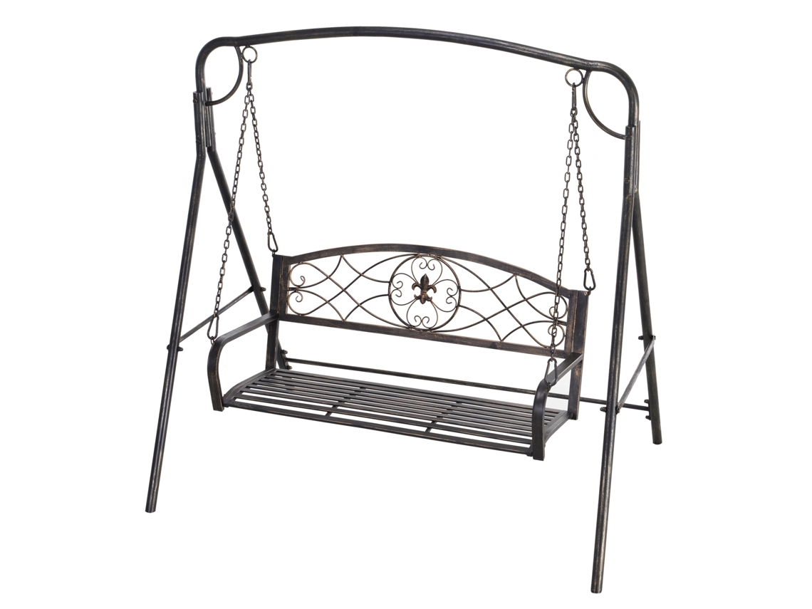 Columpio De Jardín Outsunny Para 2 Personas, Metal Bronce, 167x123x175cm