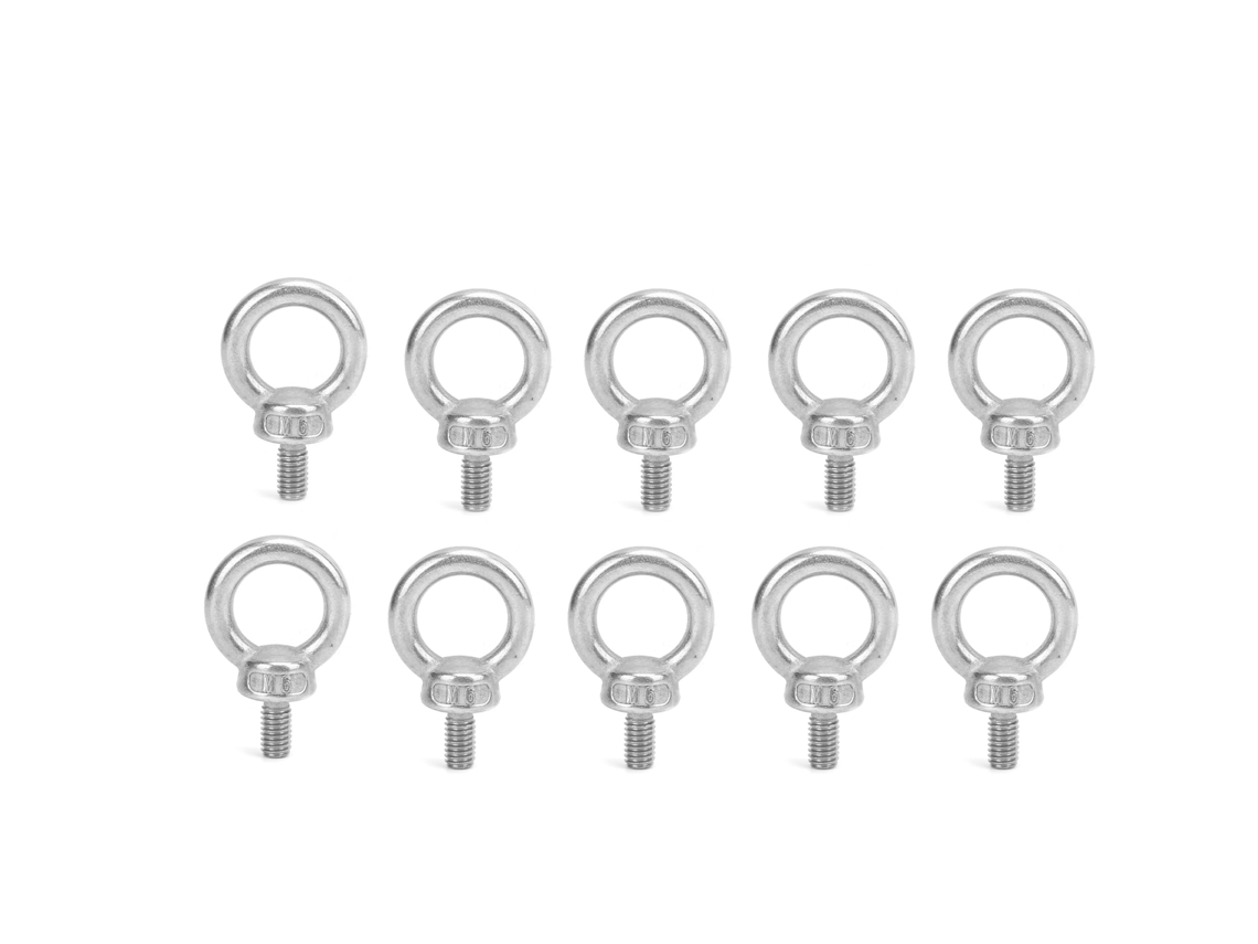 2026-10 Piezas Tornillos Anulares De Acero Inoxidable M6 Para Elevación Con Tuercas De Seguridad