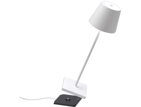 Lámpara de mesa LED ZAFFERANO Poldina Pro blanca recargable y regulable