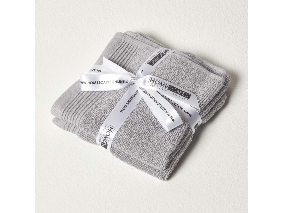 Homescapes Dove Grey Cotton Set Of 2 Face Cloths 700 Gsm