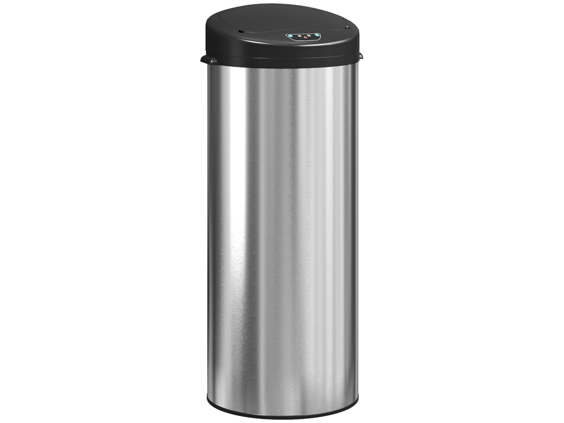 Cubo De Basura De Acero Inoxidable De 55 Litros Con Sensor Infrarrojo, Color Plata.