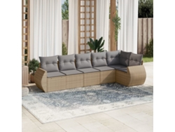 Conjunto de 6 sofás de jardín con cojines de mimbre beige Dkd Home Decor