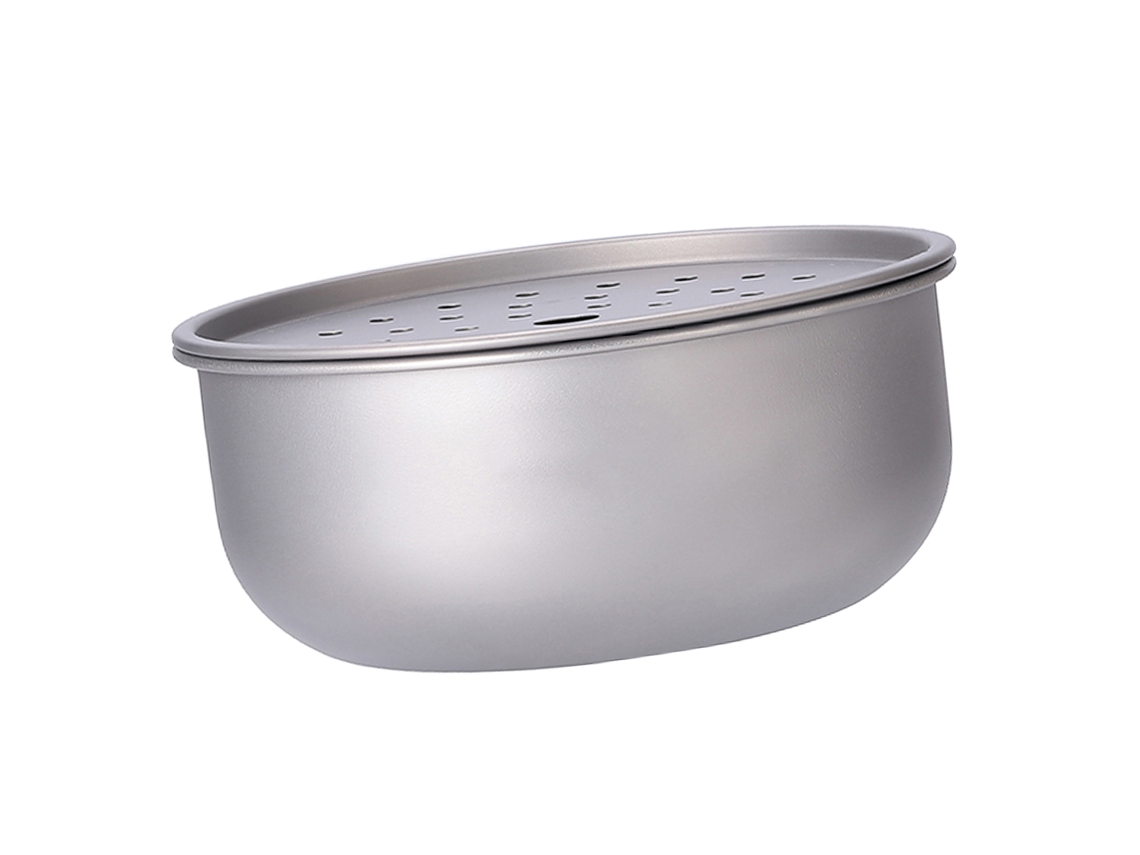 Bandeja de té de titanio de 1,6 L con recolector de drenaje automático, portátil para el hogar y el camping.