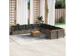 Conjunto de sofás de jardín de 11 piezas DKD Home Decor con cojines de mimbre gris