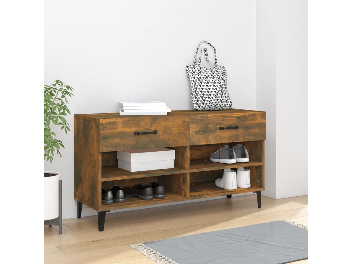 Zapatero Organizador en Derivados de Madera Roble Ahumado 102X35X55 Cm