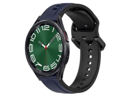 Correa de reloj inteligente para Samsung Galaxy Watch 6 Classic 47 mm 20 mm Bucle convexo de silicona de dos colores (azul medianoche + negro)
