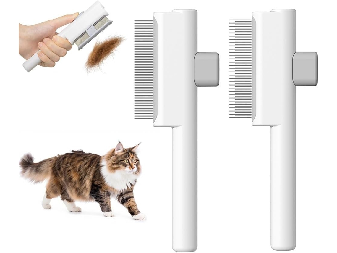 Juego De 2 Cepillos Para El Aseo De Gatos, Con Soporte Desmontable.