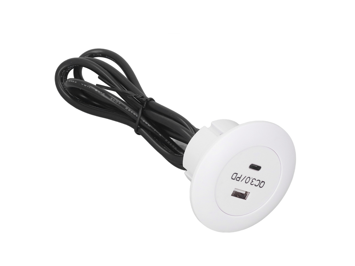 2026 Store-cargador De Escritorio Para Teléfonos Con Puerto Redondo De Carga Rápida Qc3.0 12-30v 30w Blanco
