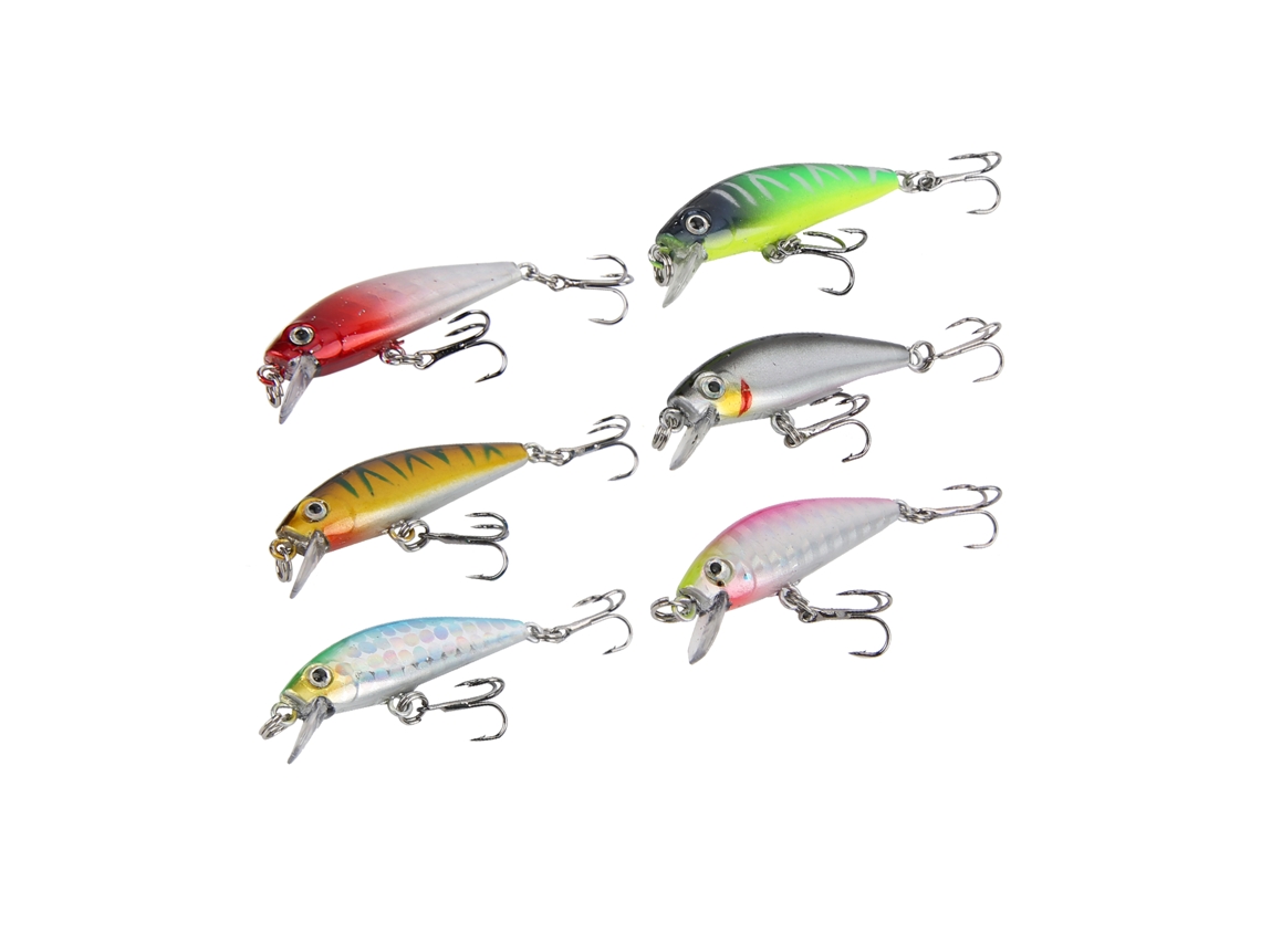 Danu26-6pcs Señuelos De Pesca Duros Para Bass Crankbait Ojos 3d Minnow Con Anzuelo Triple