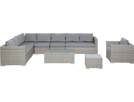 Conjunto de jardín modular de ratán gris derecho BELIANI Xxl