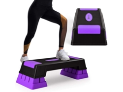 Stepper para aeróbica con peldaños, Step Fitness con Altura Regulable 12 cm/17 cm/22 cm y Almohadillas Antideslizantes (Violeta) COSTWAY