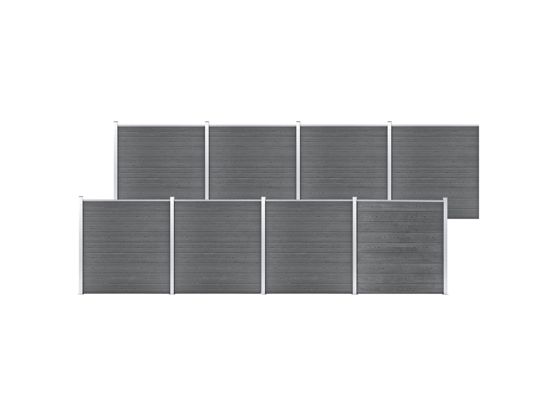 Panel de valla de jardín de 1391 x 186 cm, WPC, gris, DKD, decoración del hogar