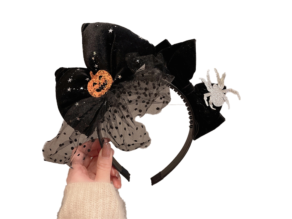 Diadema de Halloween con telaraña de encaje gótico. Una linda decoración de calabaza que añade encanto a tu atuendo espeluznante. EIOORORRIY