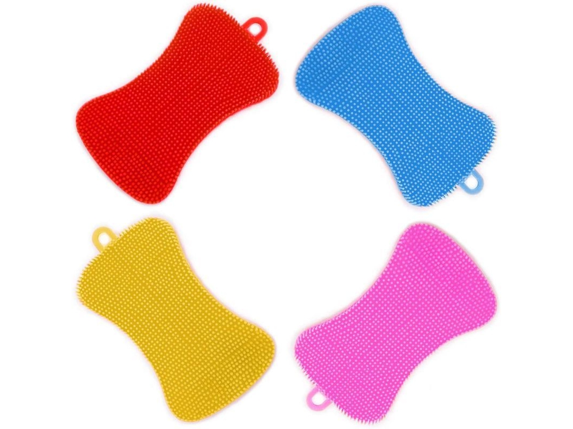 4 esponjas de silicona para cocina, esponjas multifuncionales para lavar platos y utensilios.