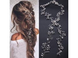 Nupcial oro rosa y oro plata extra larga perla y cuentas de cristal novia pelo vid boda cabeza accesorios nupcial pelo diadema joyería pelo accesorios JEDBESETZT