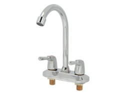 Grifo De Lavabo De Dos Manijas Y Dos Orificios Con Acabado En Plata Y Cobre, Con Placa De Montaje Para Baño Y Cocina.