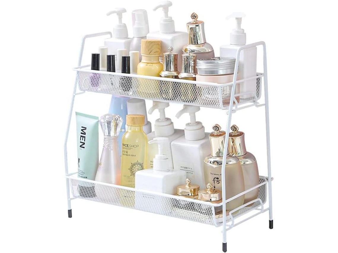 Omni-organizador De Estantes De 2 Niveles Para Cocina Baño Dormitorio Oficina Almacenaje Espacio Blanco