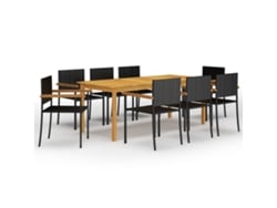 Juego de comedor de jardín negro de 2 piezas Dkd Home Decor