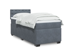 Cama Box Spring Con Colchón Terciopelo Gris Oscuro 80x200 Cm